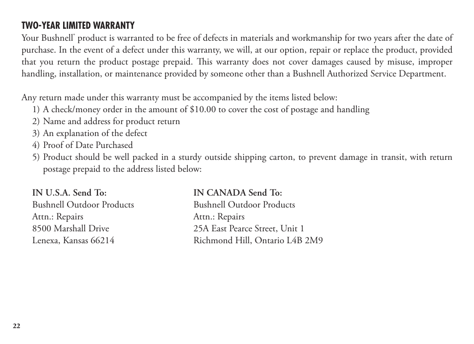 Bushnell Legend 1200 User Manual | Page 22 / 140