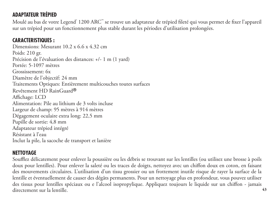 Bushnell Legend 1200 User Manual | Page 43 / 140