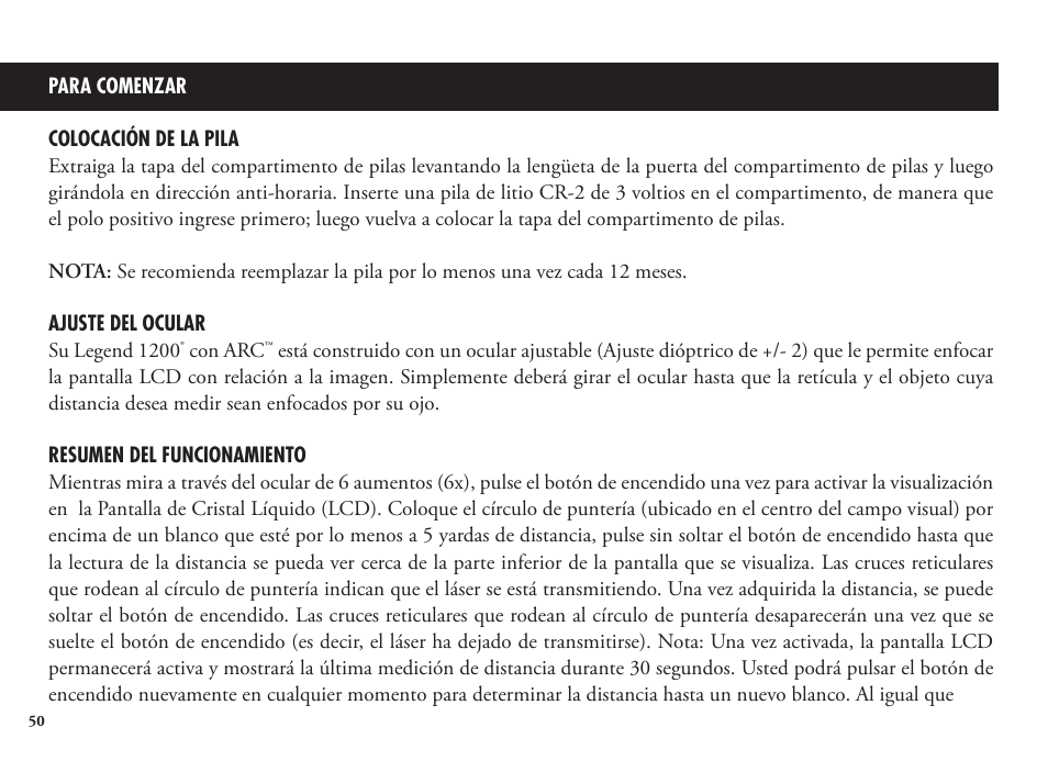 Bushnell Legend 1200 User Manual | Page 50 / 140
