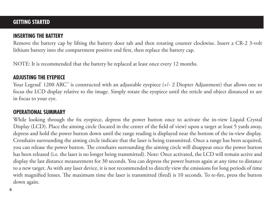 Bushnell Legend 1200 User Manual | Page 6 / 140
