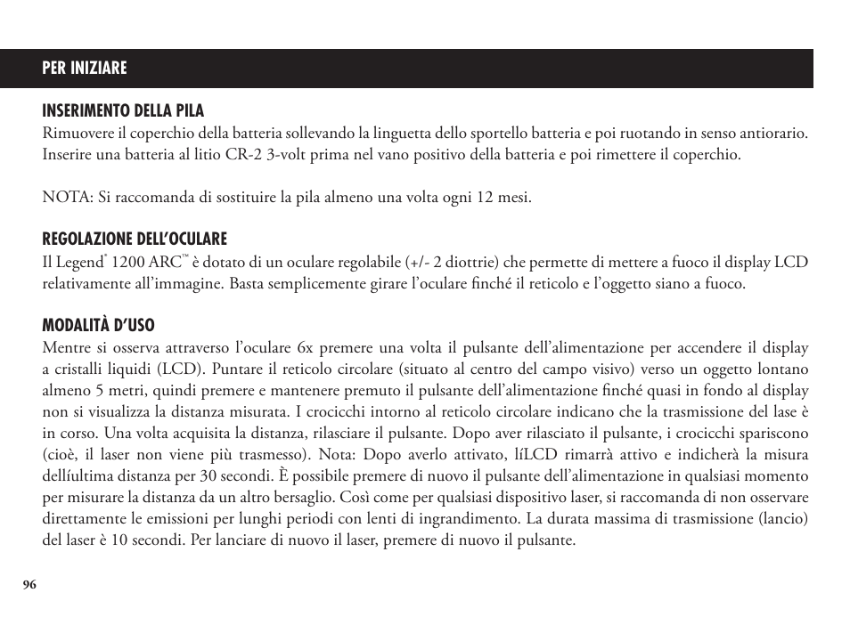 Bushnell Legend 1200 User Manual | Page 96 / 140