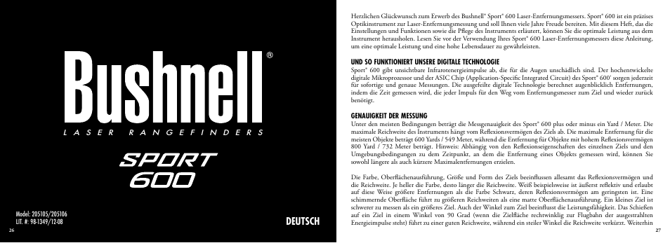 Deutsch | Bushnell Sport 202201 User Manual | Page 15 / 27