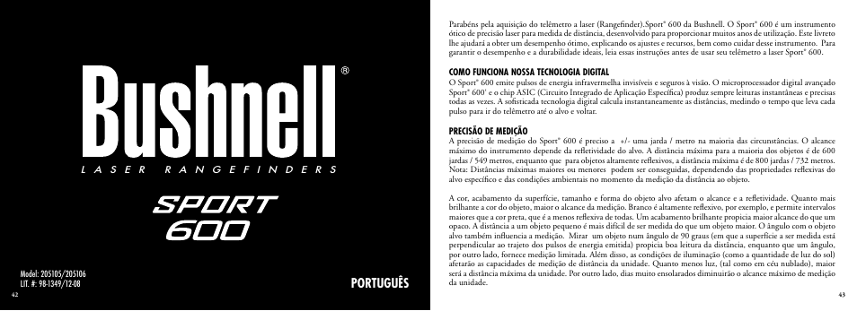 Português | Bushnell Sport 202201 User Manual | Page 23 / 27