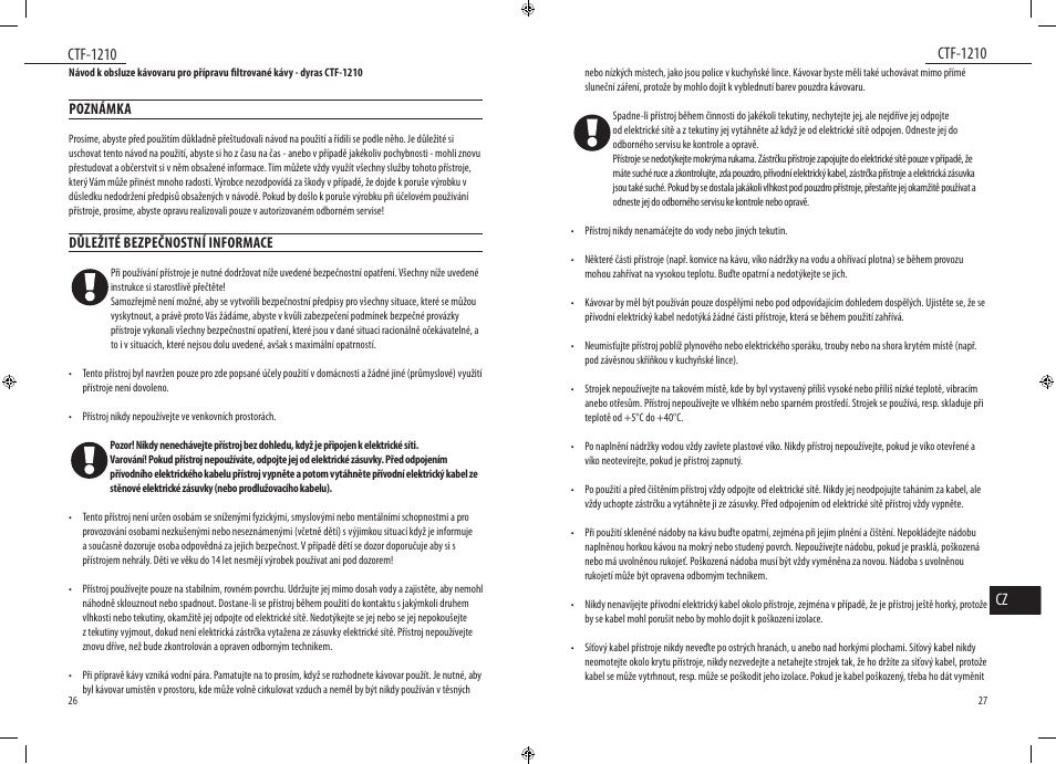 Ctf-1210, Ctf-1210 cz | Dyras CTF-1210 User Manual | Page 14 / 29