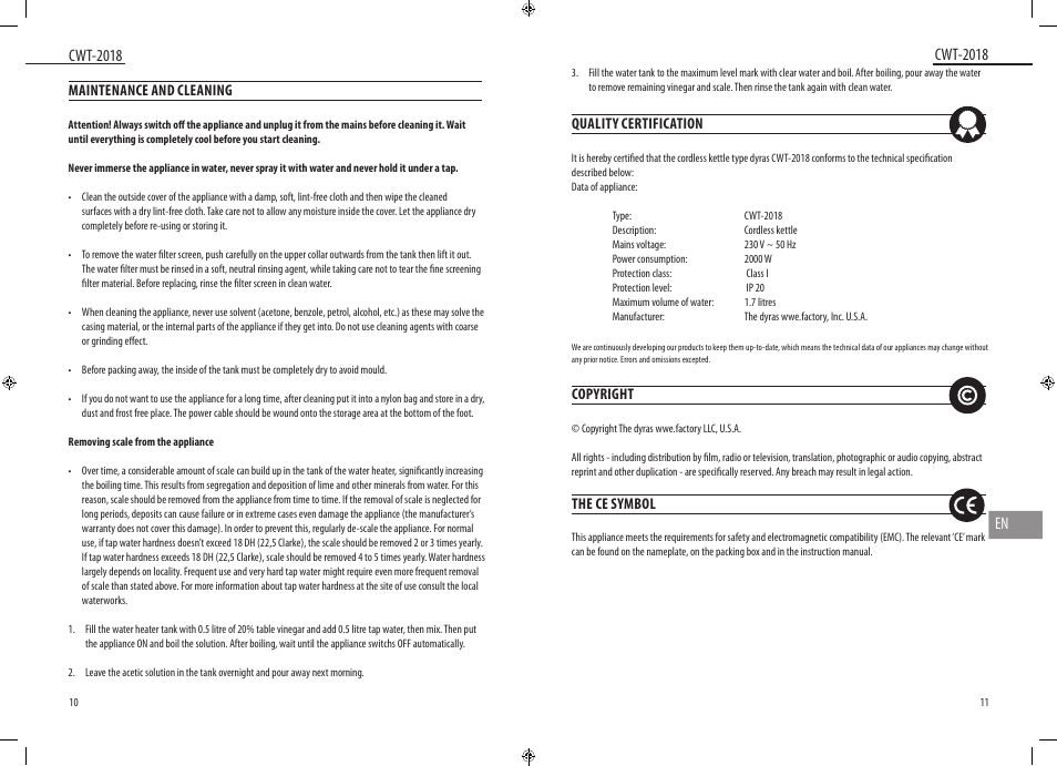 Dyras CWT-2018 User Manual | Page 6 / 27