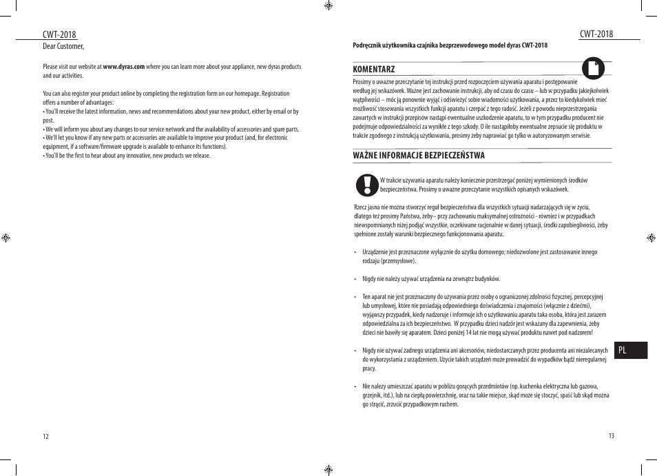 Cwt-2018 pl, Cwt-2018 | Dyras CWT-2018 User Manual | Page 7 / 27