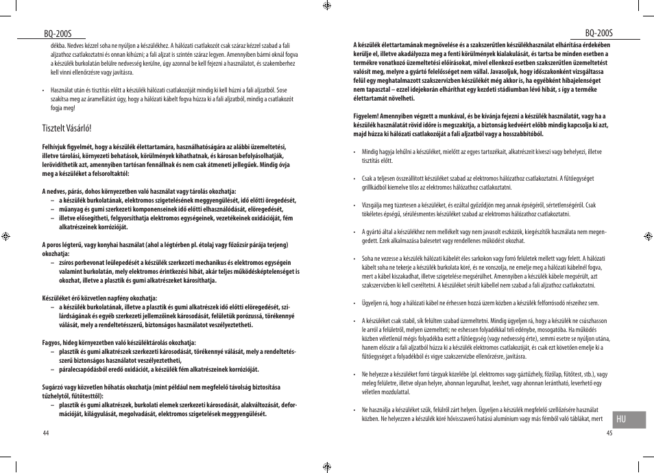 Bq-200s, Bq-200s hu, Tisztelt vásárló | Dyras BQ-200S User Manual | Page 23 / 27