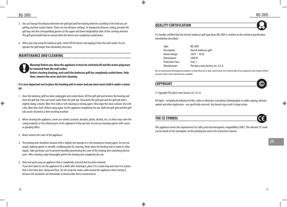 Dyras BQ-200S User Manual | Page 6 / 27