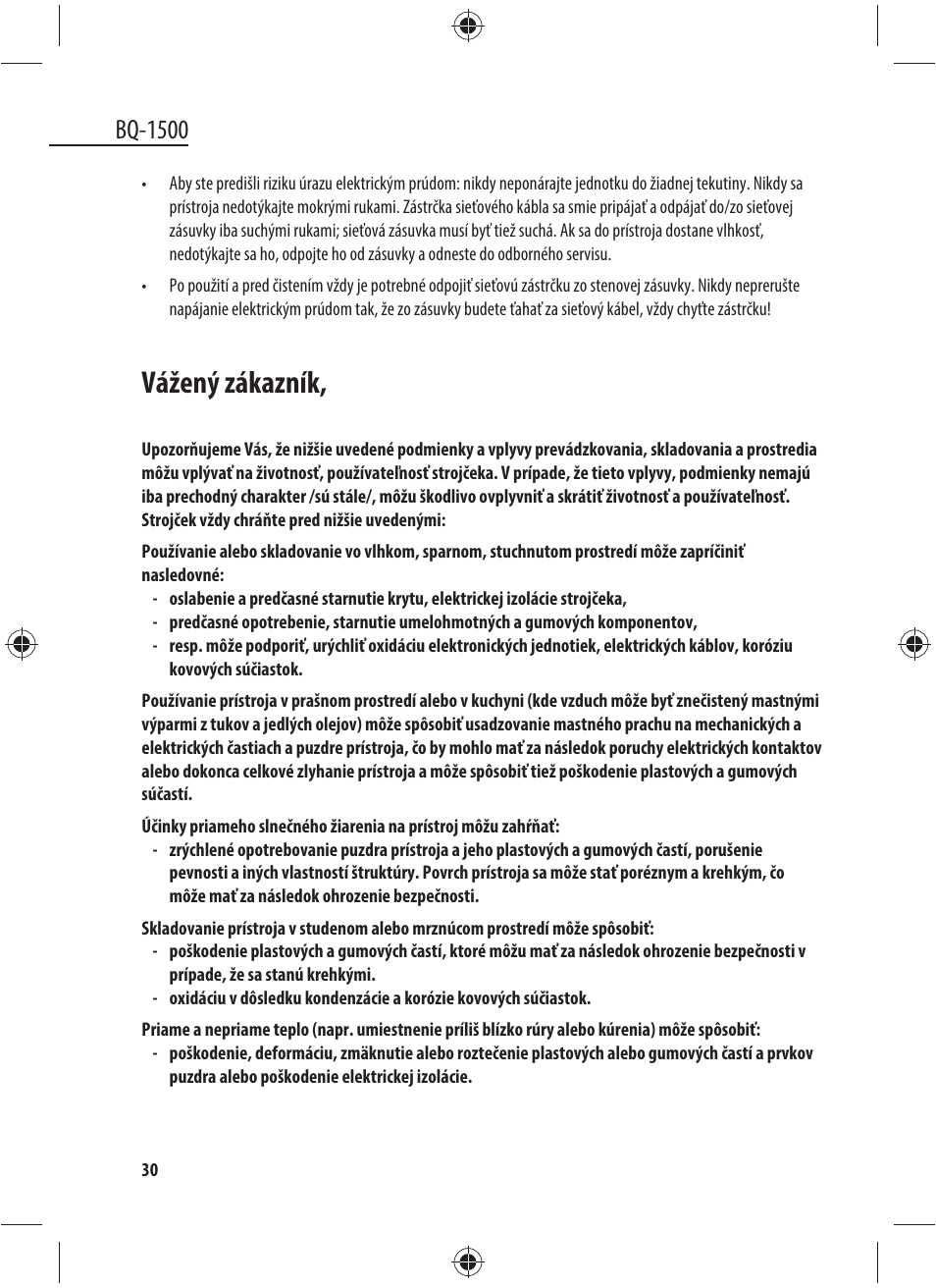 Vážený zákazník, Bq-1500 | Dyras BQ-1500 User Manual | Page 30 / 49
