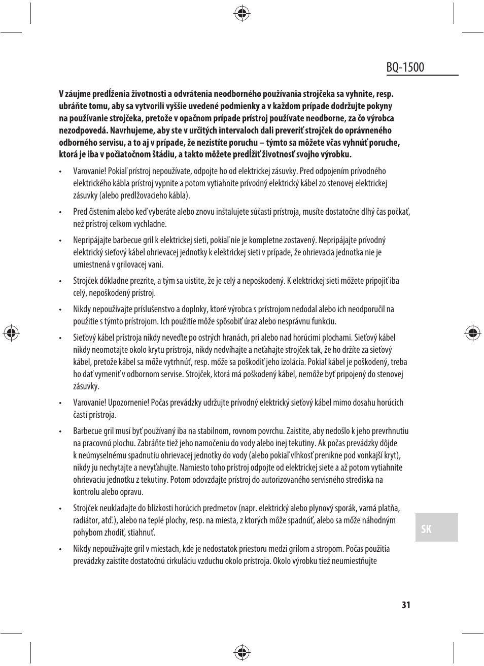 Bq-1500 | Dyras BQ-1500 User Manual | Page 31 / 49