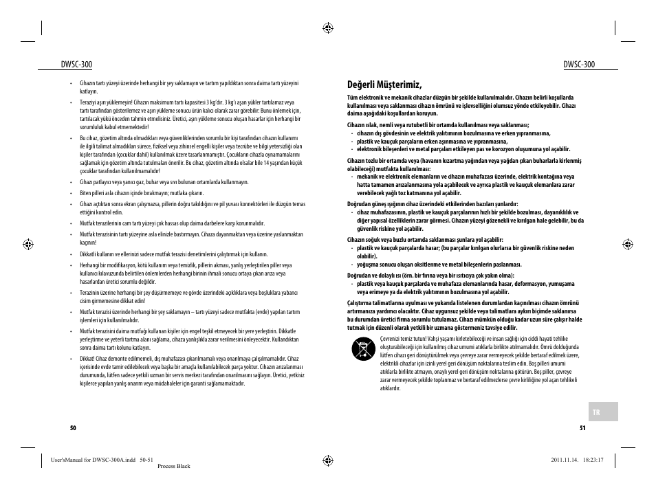 Değerli müşterimiz, Dwsc-300 | Dyras DWSC-300 User Manual | Page 26 / 29