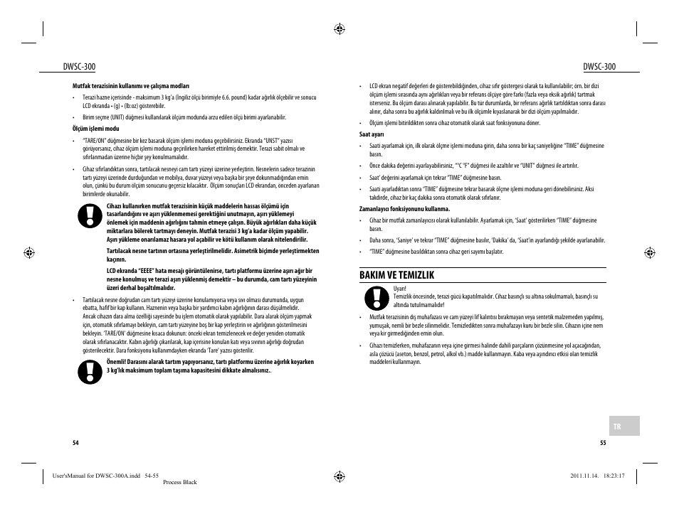 Bakim ve temizlik, Dwsc-300 | Dyras DWSC-300 User Manual | Page 28 / 29