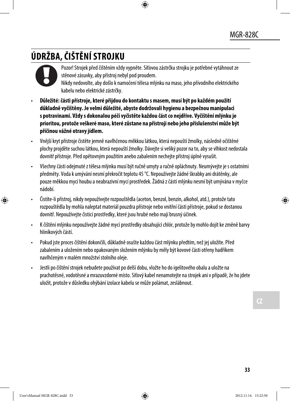 Údržba, čištění strojku, Mgr-828c | Dyras MGR-828C User Manual | Page 33 / 57