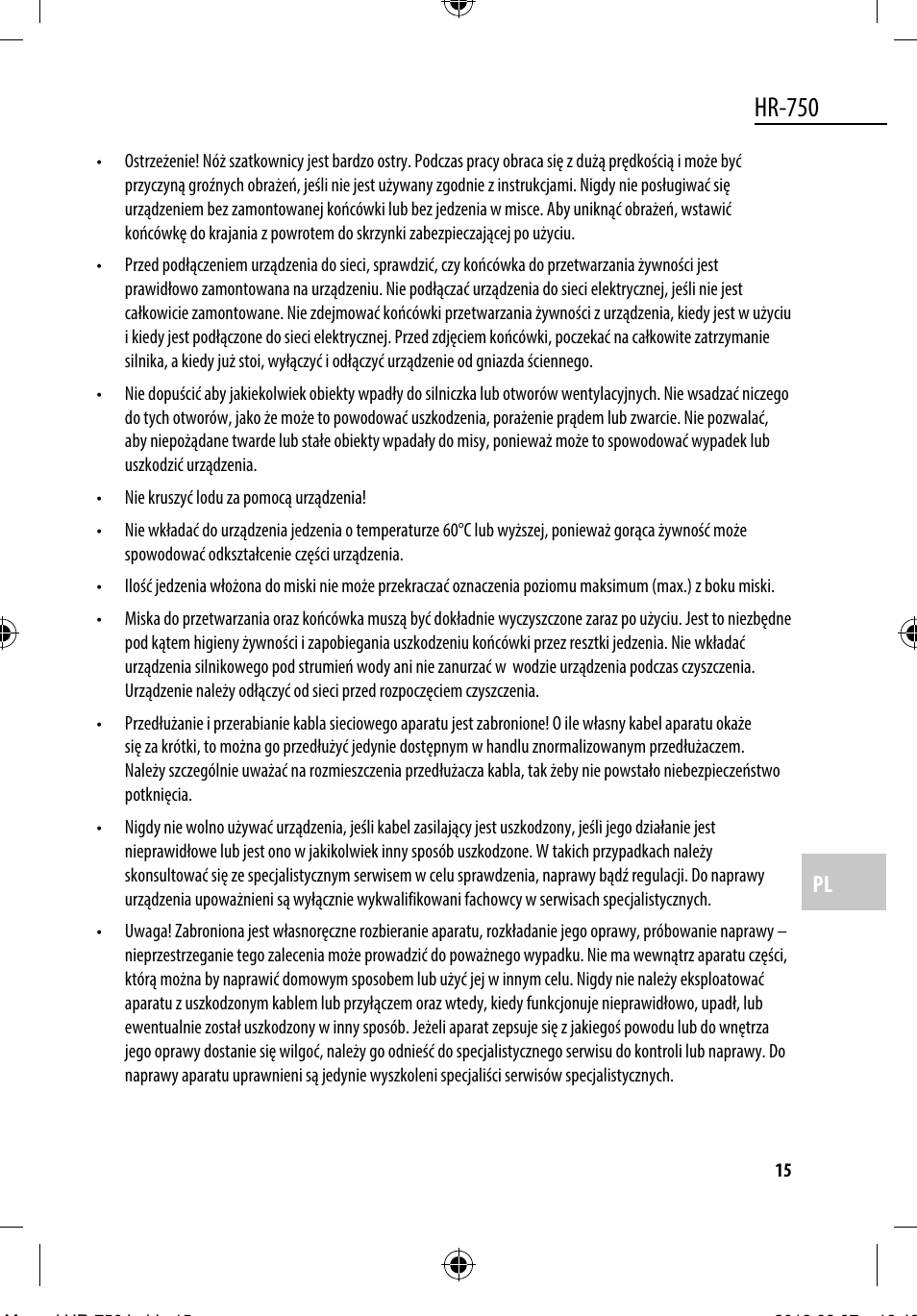 Hr-750 | Dyras HR-750 User Manual | Page 15 / 53