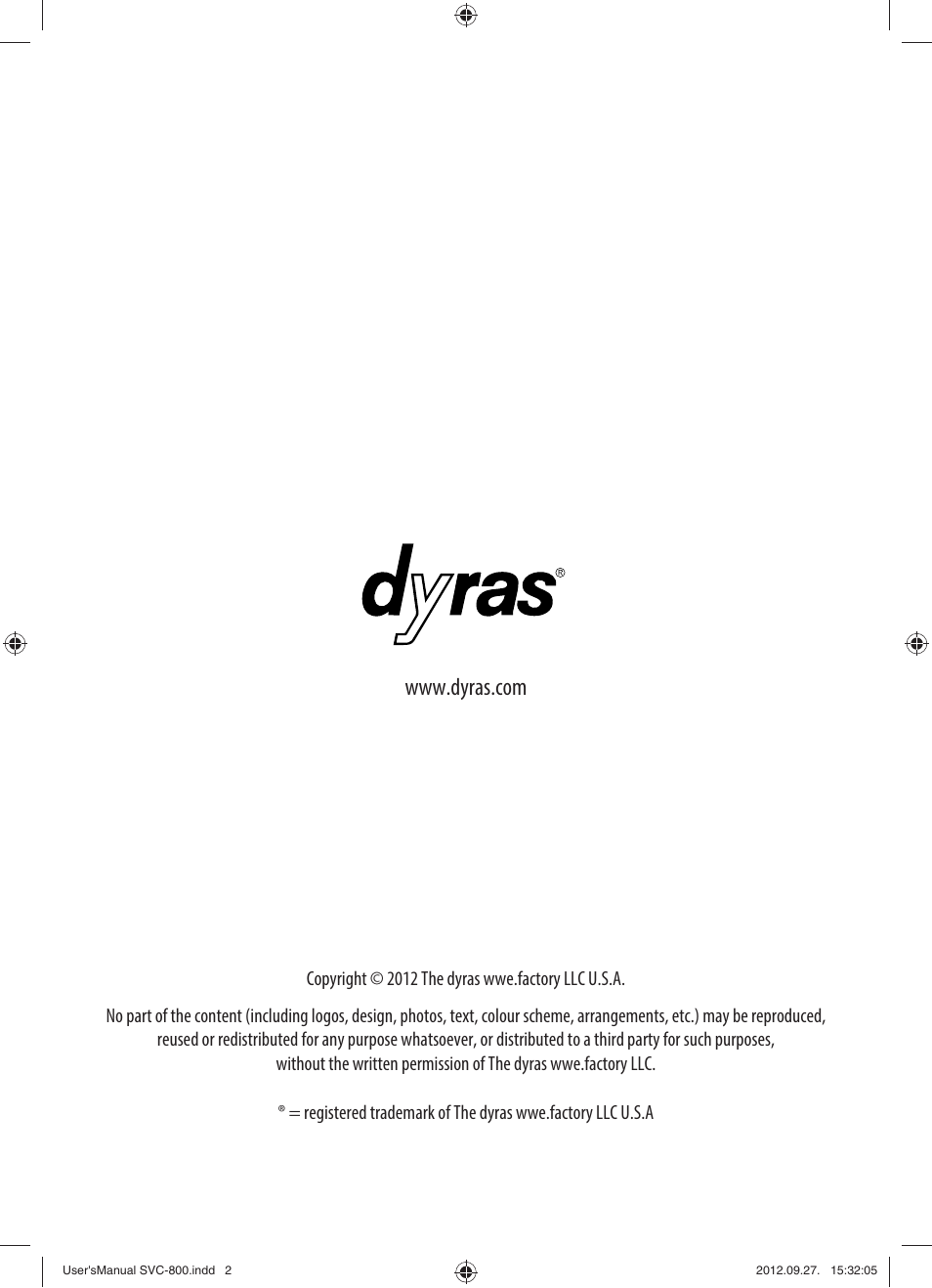 Dyras SVC-800 User Manual | Page 2 / 45