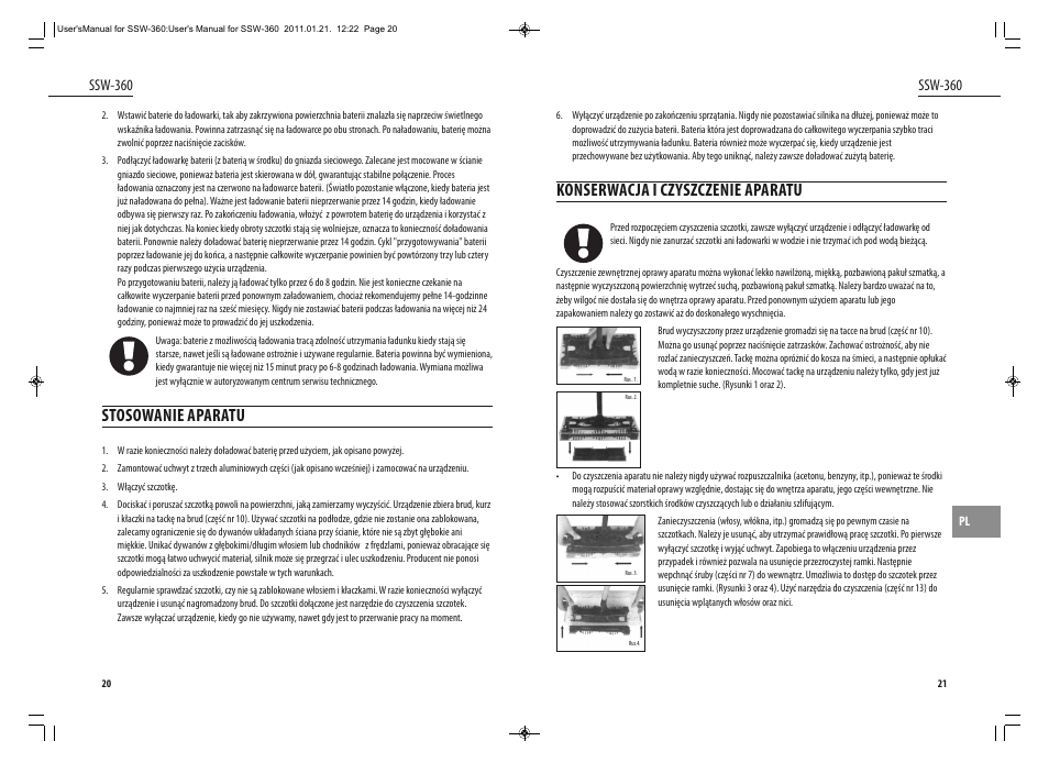 Konserwacja i czyszczenie aparatu, Stosowanie aparatu, Ssw-360 | Dyras SSW-360 User Manual | Page 11 / 29