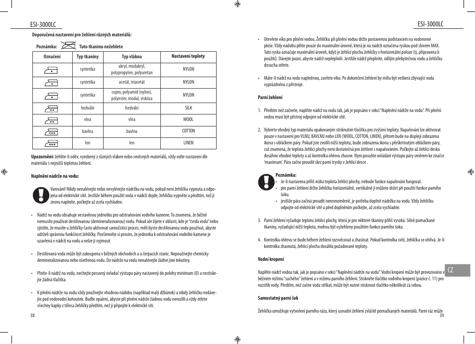 Esi-3000lc, Esi-3000lc cz, Esi-2200cs | Dyras ESI-3000LC User Manual | Page 20 / 37