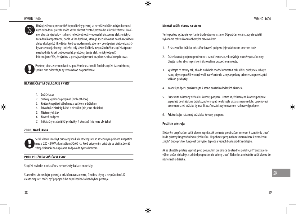 Dyras WMHD-1600 User Manual | Page 20 / 27