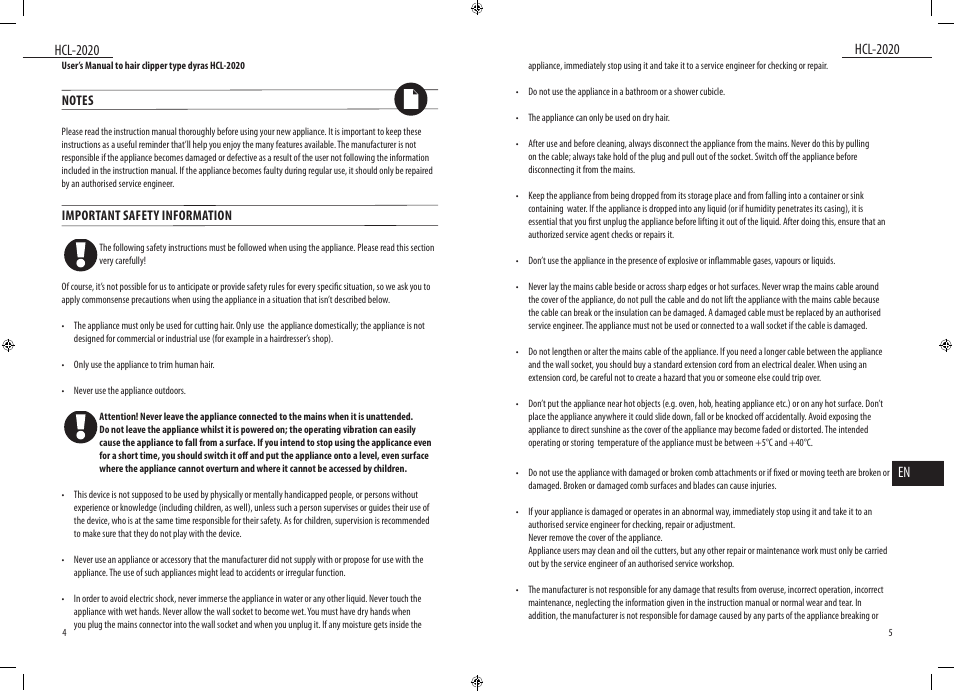 Dyras HCL-2020 User Manual | Page 3 / 33