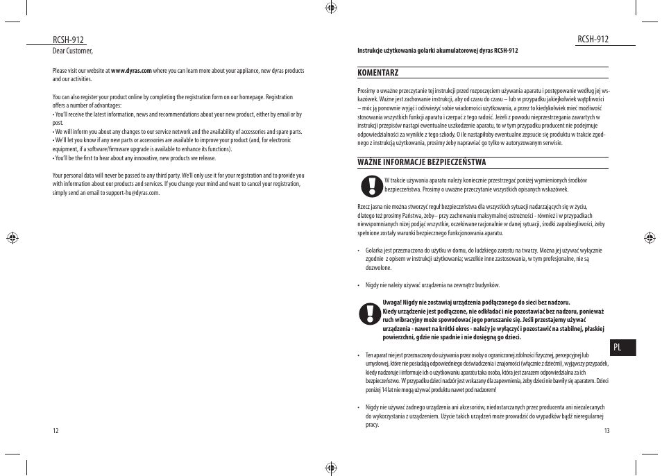 Dyras RCSH-912 User Manual | Page 7 / 27