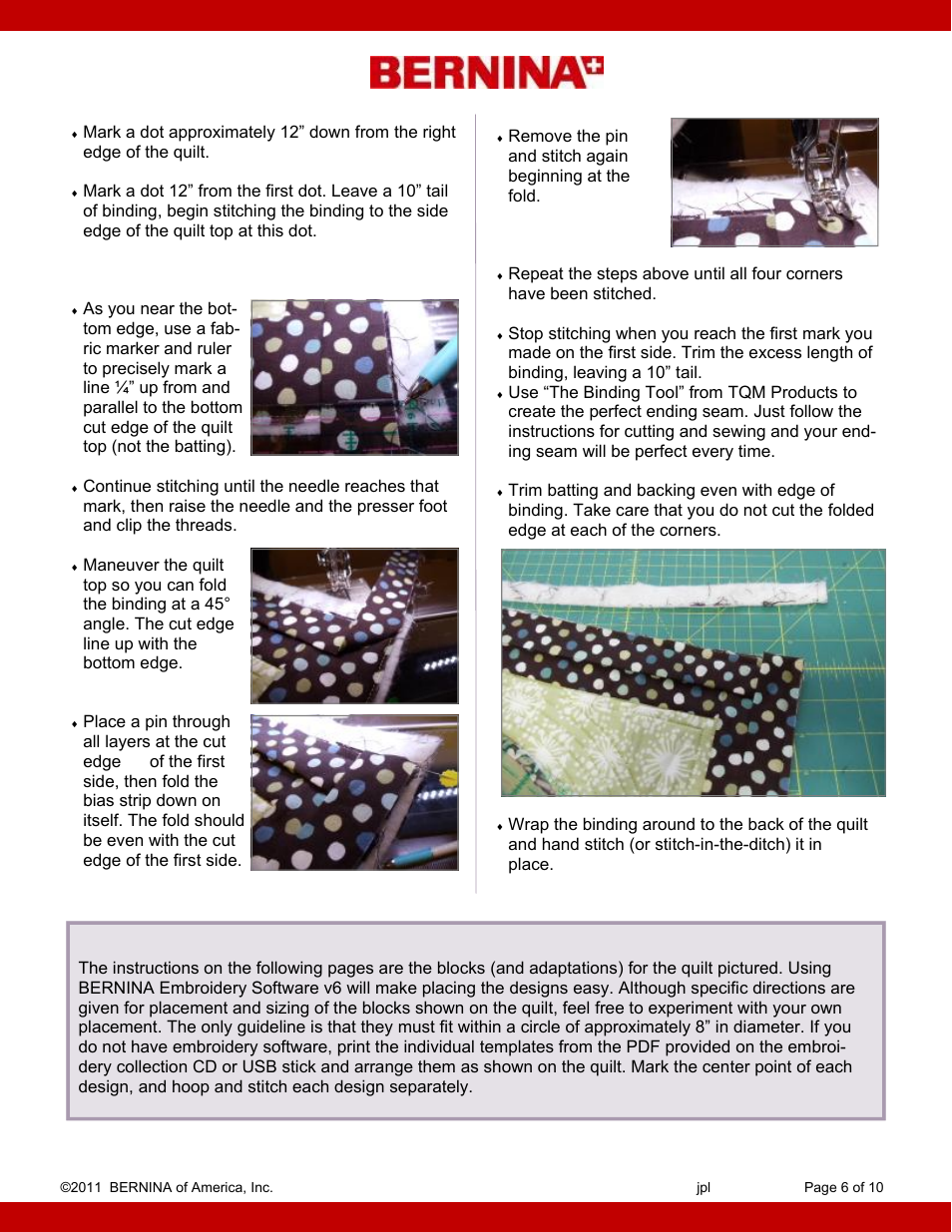 Planning the circles | Bernina Baby Accessories User Manual | Page 6 / 10