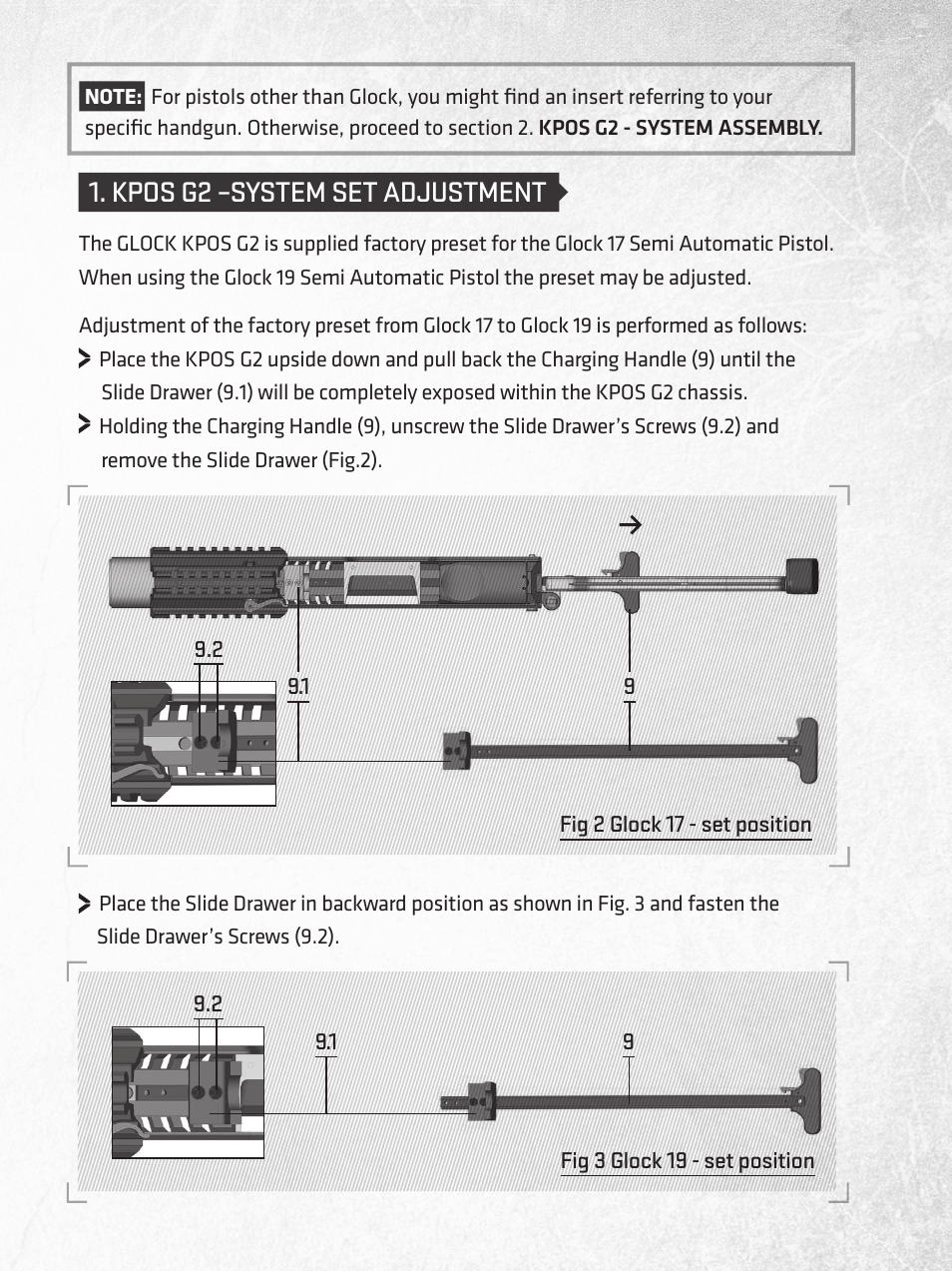 Kpos g2 –system set adjustment | FAB Defense Kpos G2 Glock User Manual | Page 3 / 8