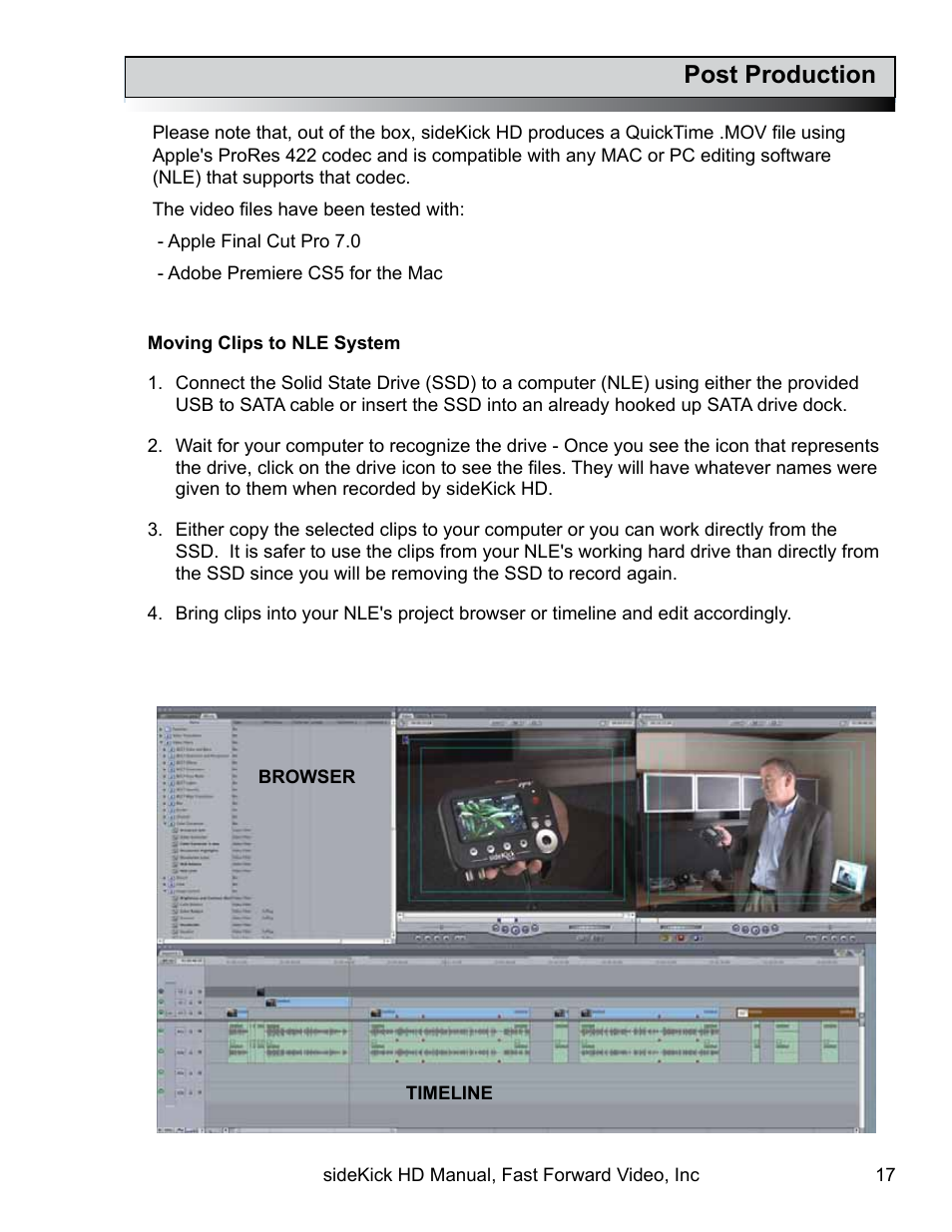 Post production | Fast Forward Video SideKick HD (EOL) User Manual | Page 17 / 19