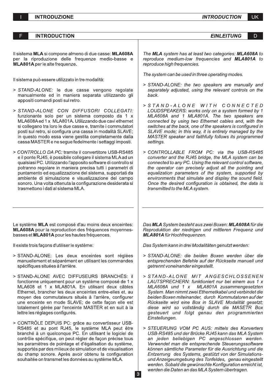 FBT MLA 801A User Manual | Page 5 / 24