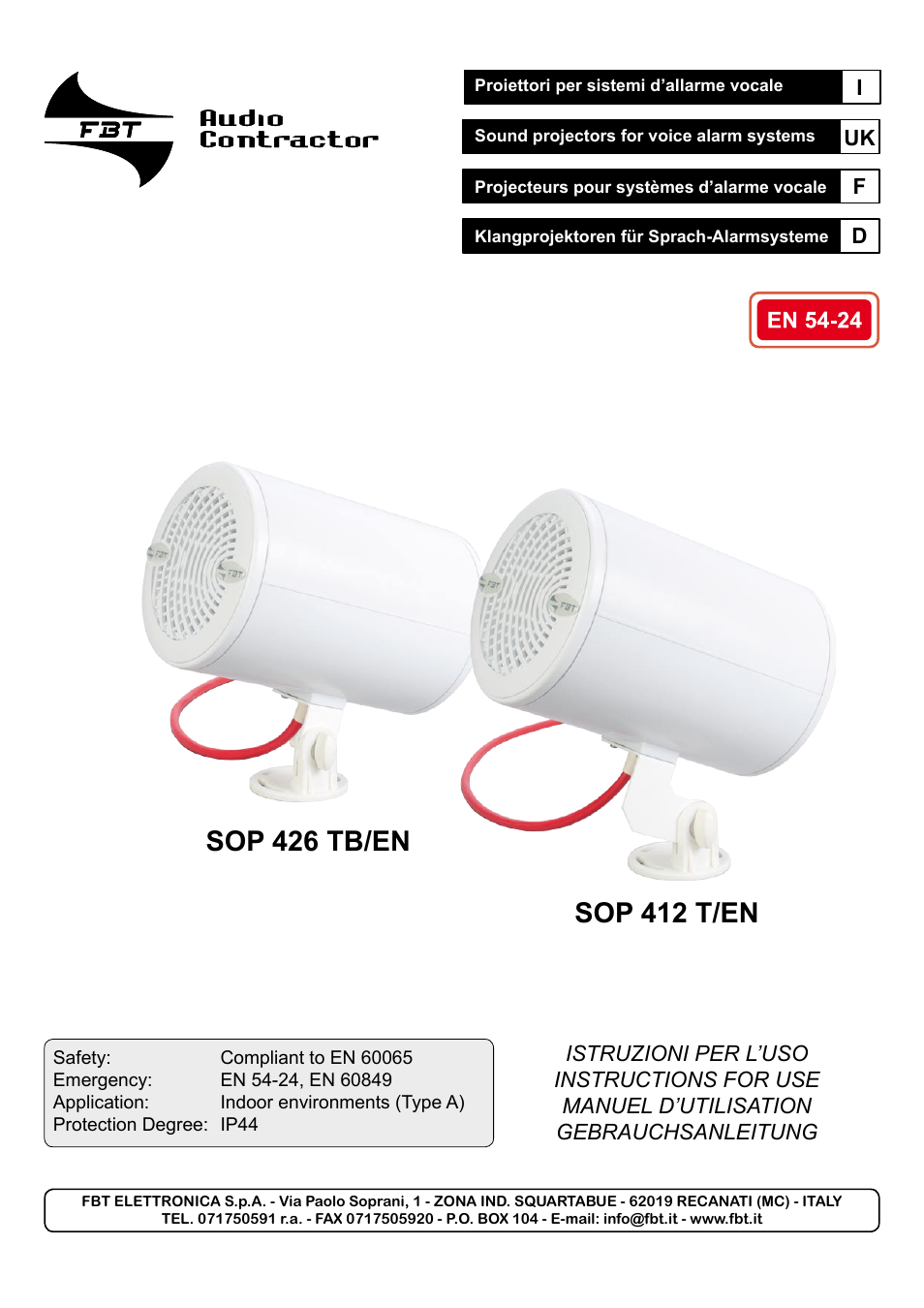 FBT SOP 412 EN User Manual | 8 pages