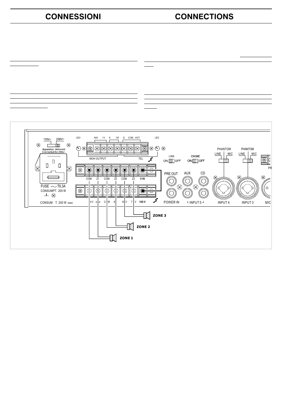 Connessioni connections | FBT MMA 3240 User Manual | Page 12 / 36