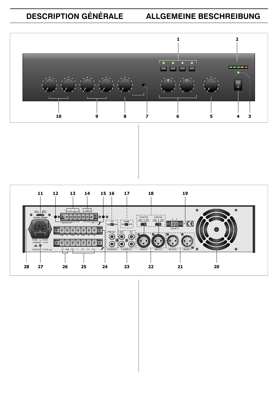 Description générale allgemeine beschreibung | FBT MMA 3240 User Manual | Page 15 / 36