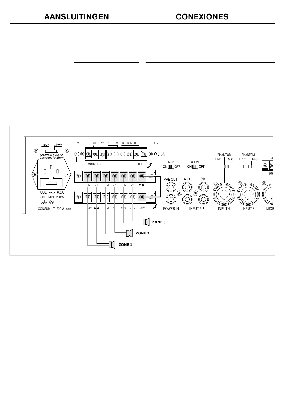 Aansluitingen conexiones | FBT MMA 3240 User Manual | Page 32 / 36
