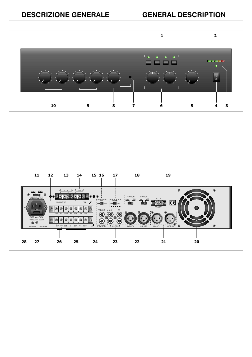 Descrizione generale general description | FBT MMA 3240 User Manual | Page 5 / 36