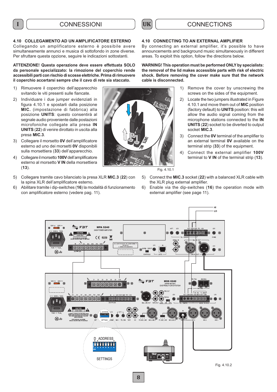 Connessioni connections | FBT MDS 6240 User Manual | Page 11 / 40