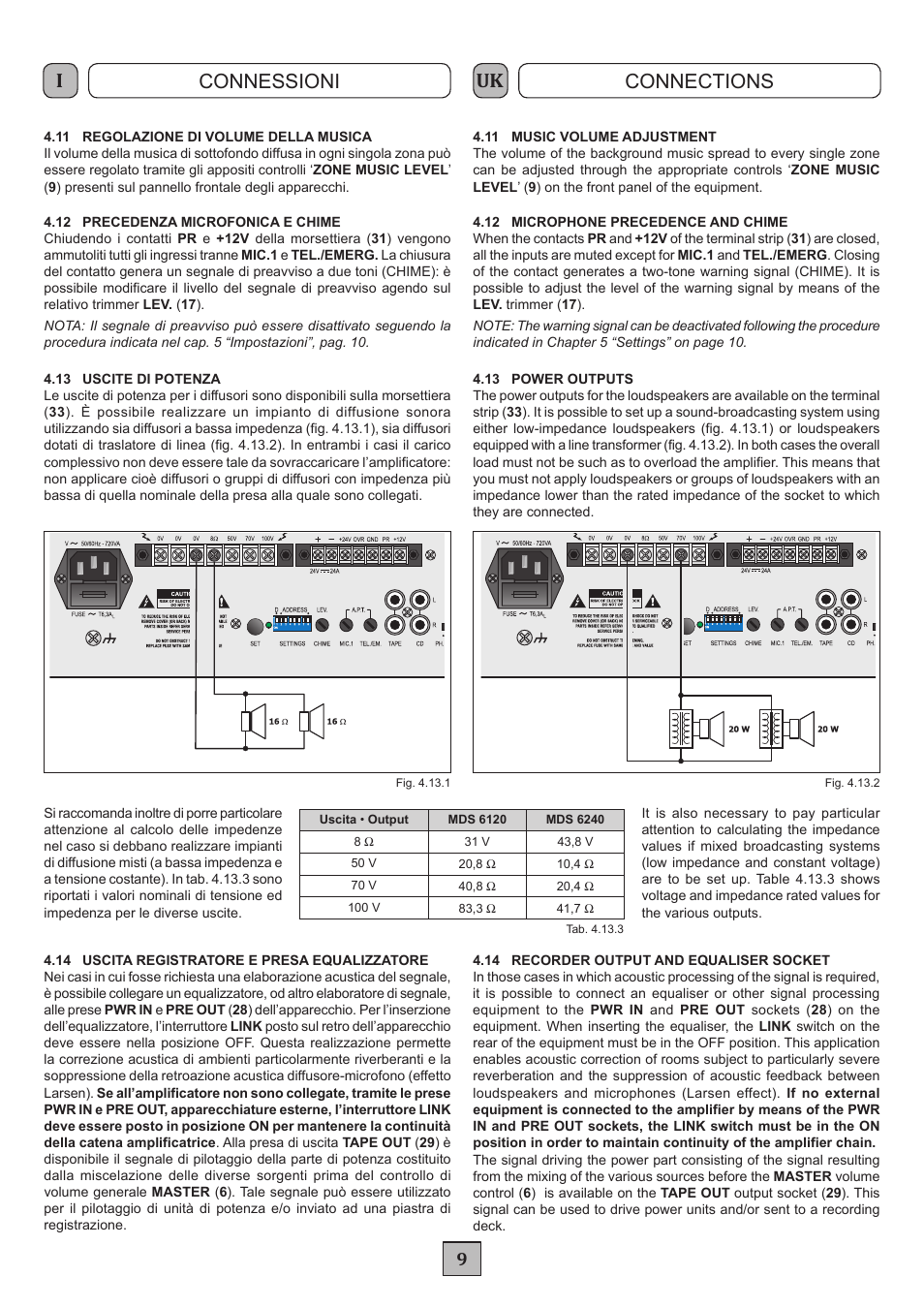 Connessioni connections | FBT MDS 6240 User Manual | Page 12 / 40