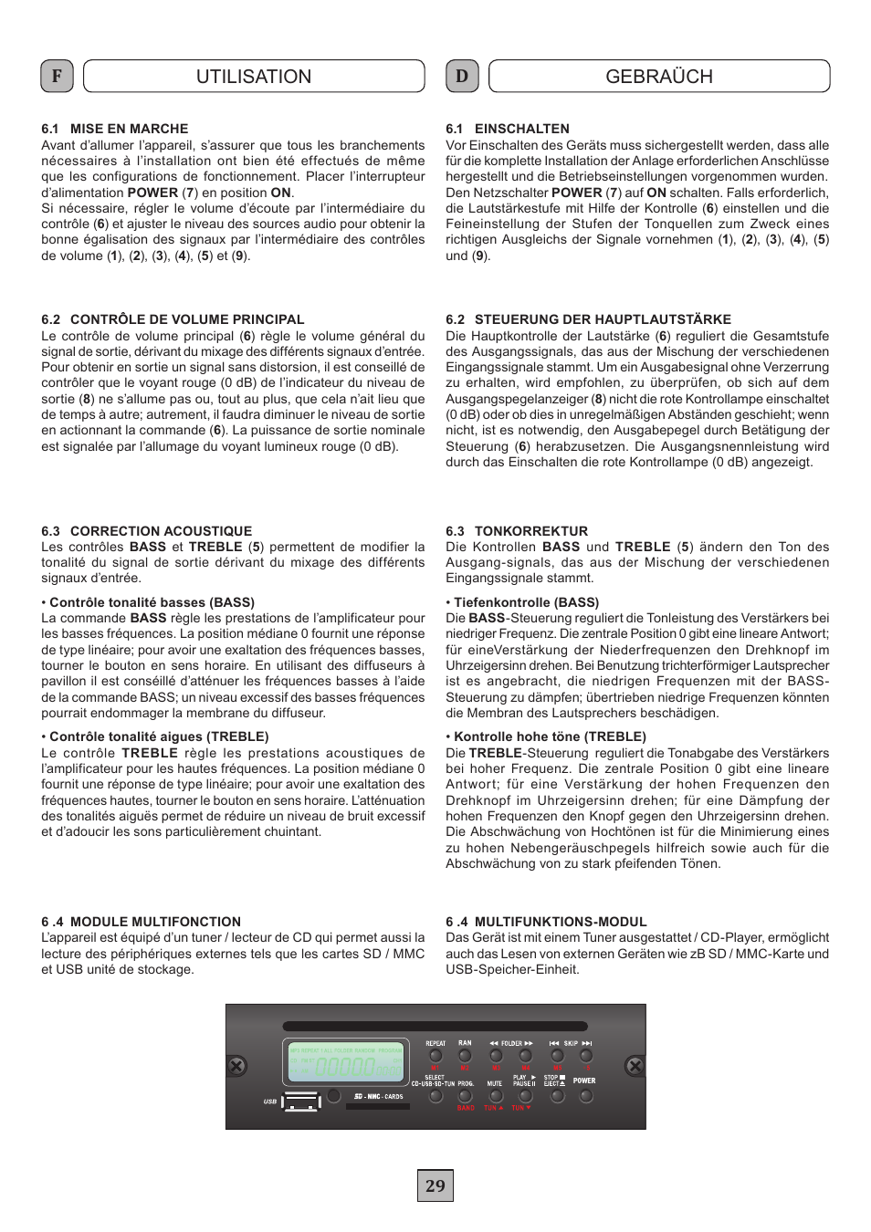 Utilisation gebraüch | FBT MDS 6240 User Manual | Page 32 / 40