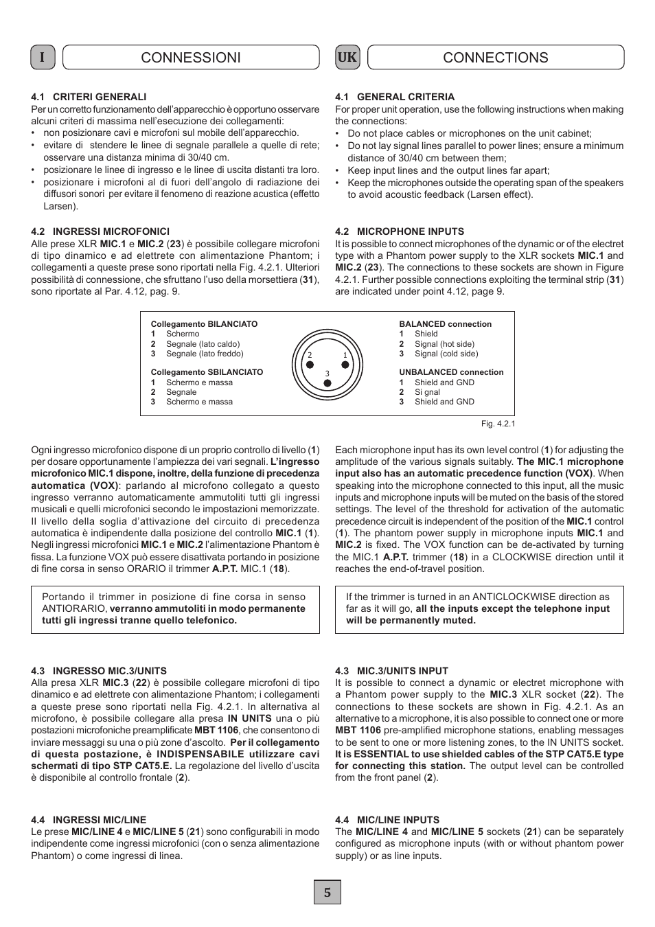 Iuk connessioni connections | FBT MDS 6240 User Manual | Page 8 / 40