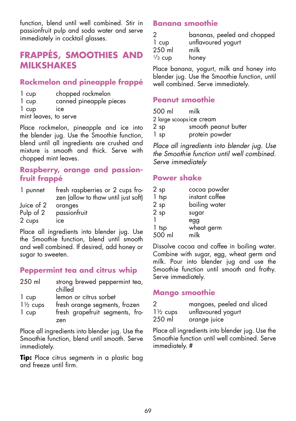 Frappés, smoothies and milkshakes | Gastroback 41006 Design Mixer Advanced Pro User Manual | Page 31 / 34
