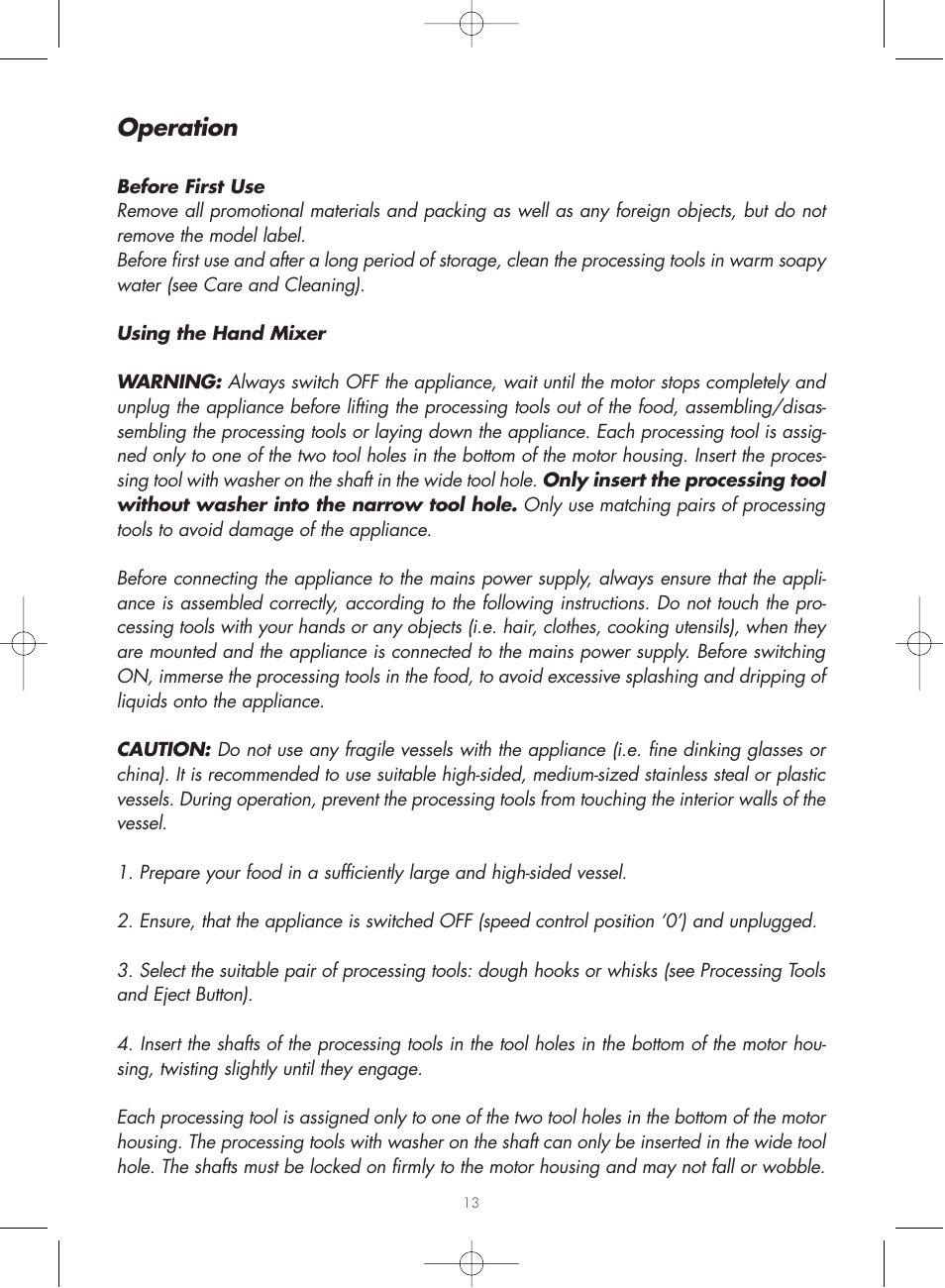 Operation | Gastroback 40980 Hand Mixer Home Culture User Manual | Page 7 / 11