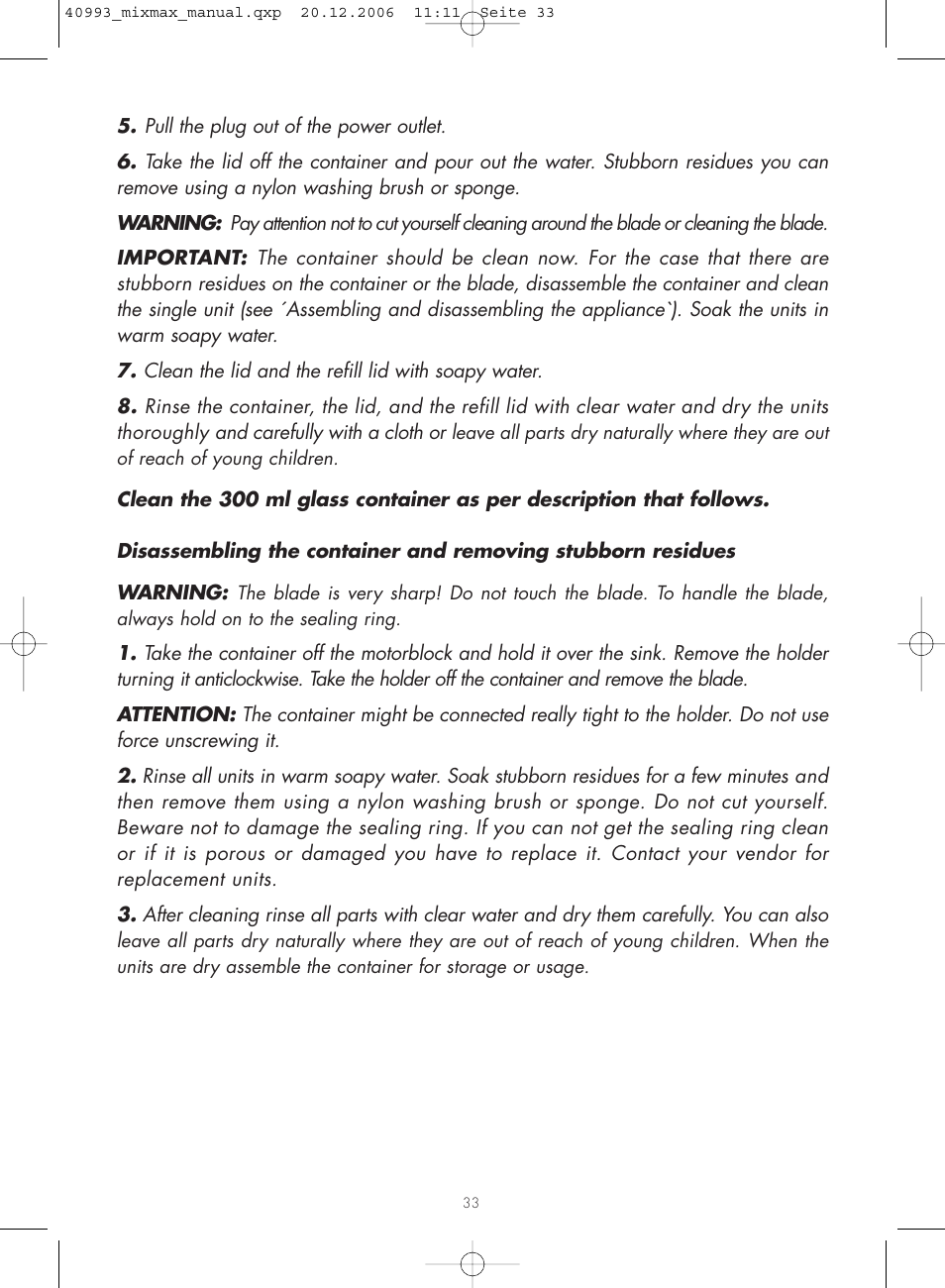 Gastroback 40993 MIXMAX Multi-function mixer User Manual | Page 15 / 18