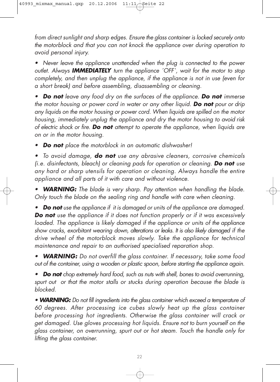 Gastroback 40993 MIXMAX Multi-function mixer User Manual | Page 4 / 18