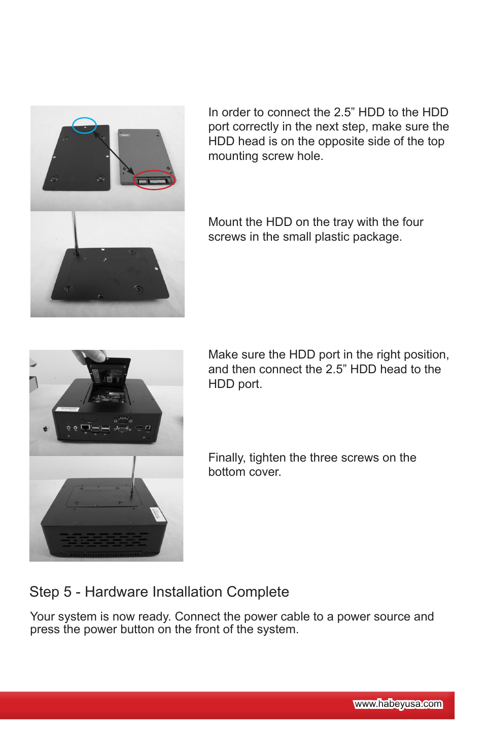 Step 5 - hardware installation complete | Habey BIS-6764 User Manual | Page 3 / 4