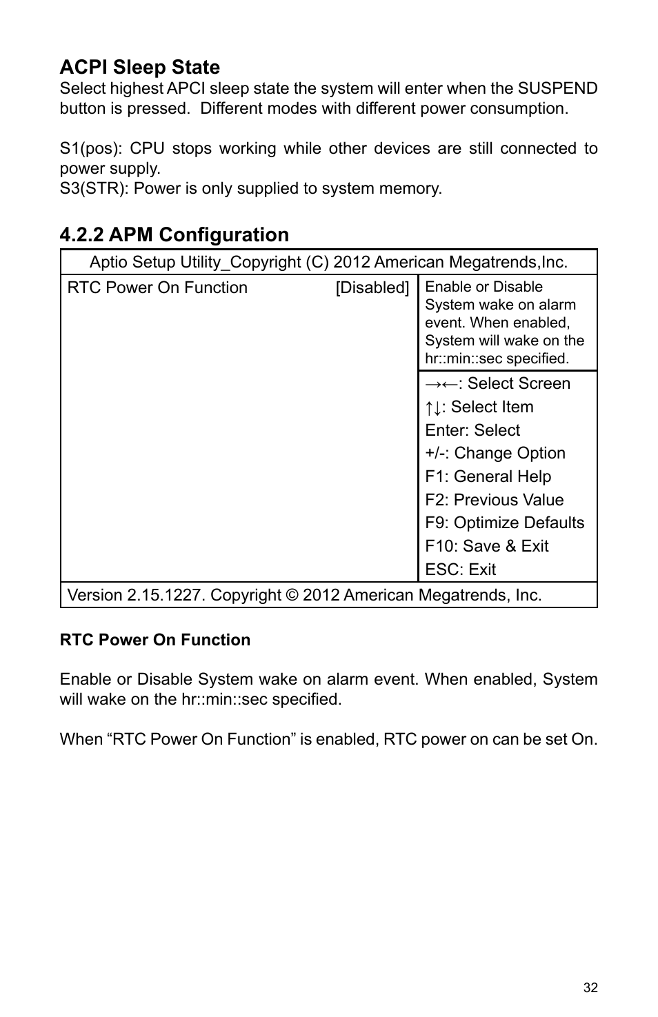 2 apm configuration, Acpi sleep state | Habey BIS-6590 User Manual | Page 37 / 50