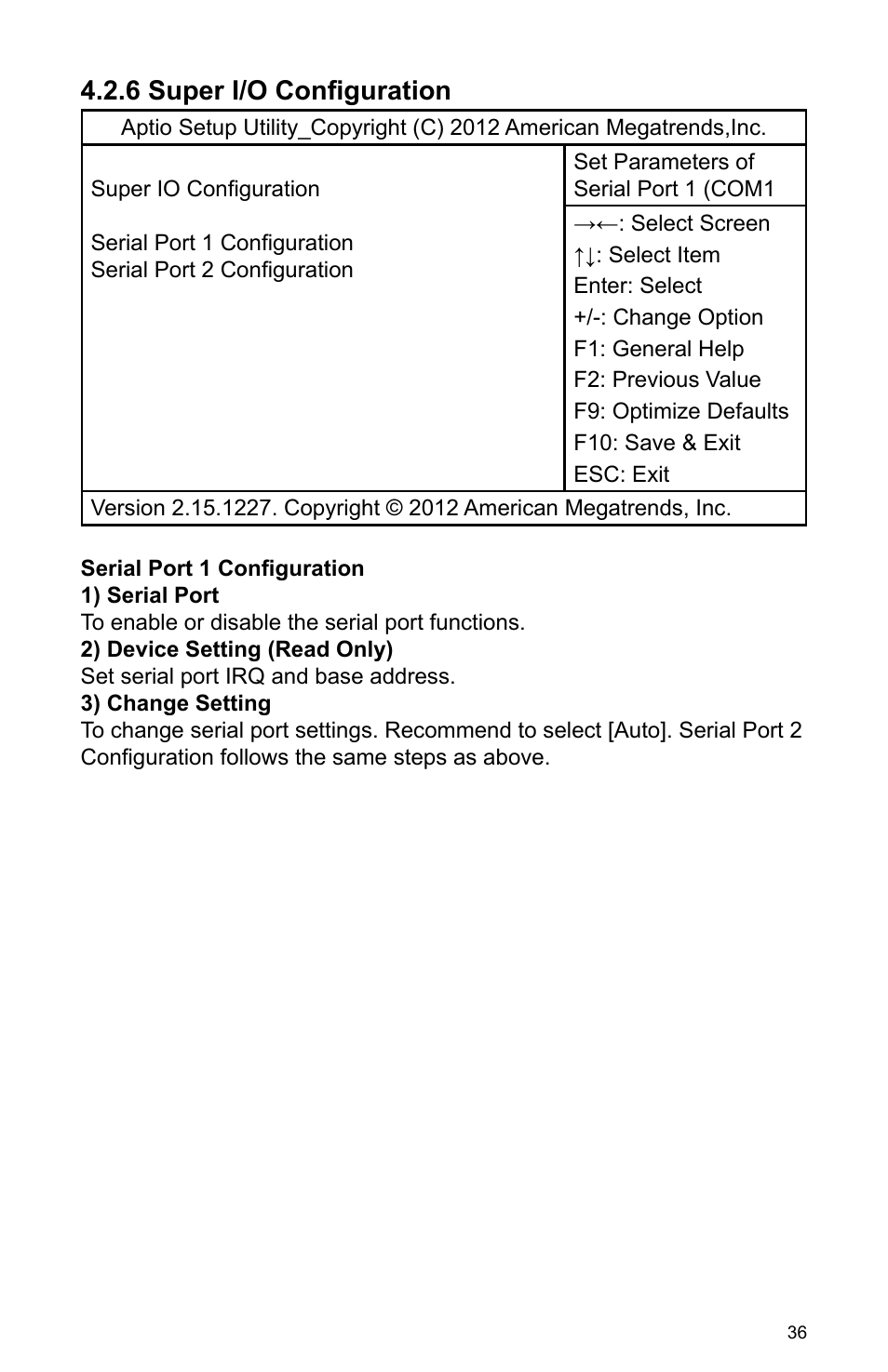 6 super i/o configuration | Habey BIS-6590 User Manual | Page 41 / 50