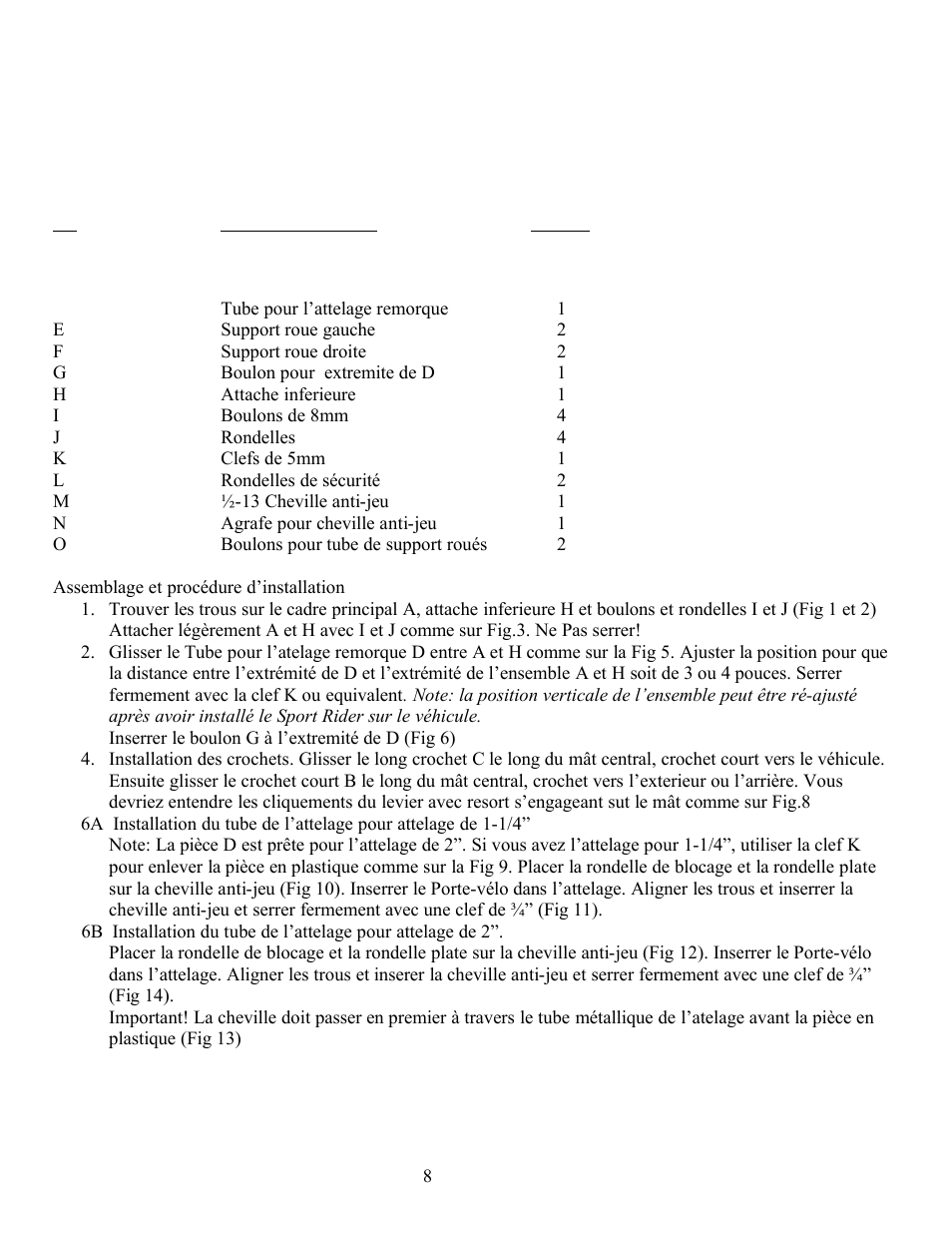 Hollywood Racks HR1000 SportRider 2 bike User Manual | Page 8 / 9