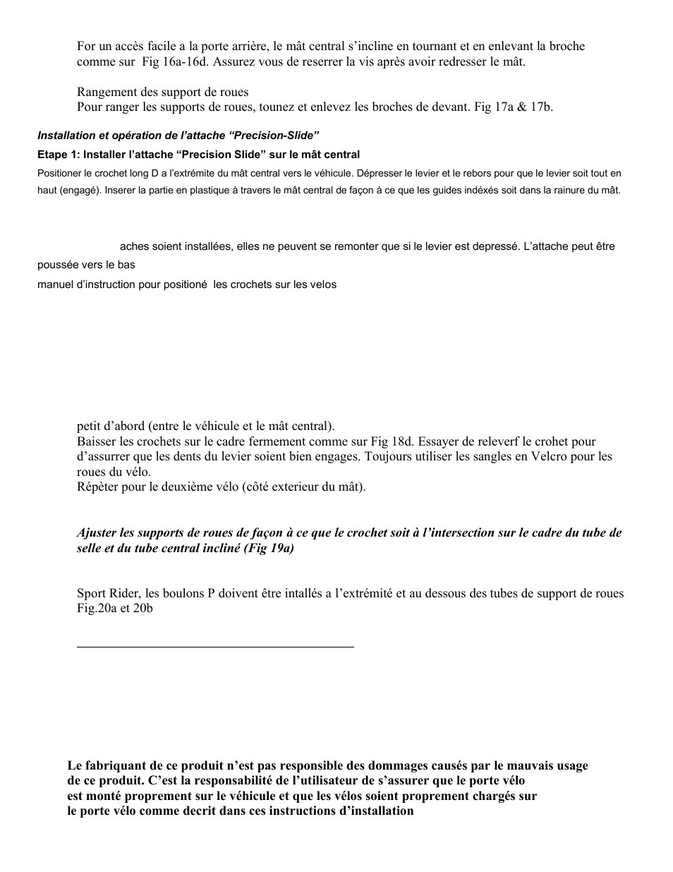 Vérifier les choses suivantes avant de partir, Important | Hollywood Racks HR1000 SportRider 2 bike User Manual | Page 9 / 9