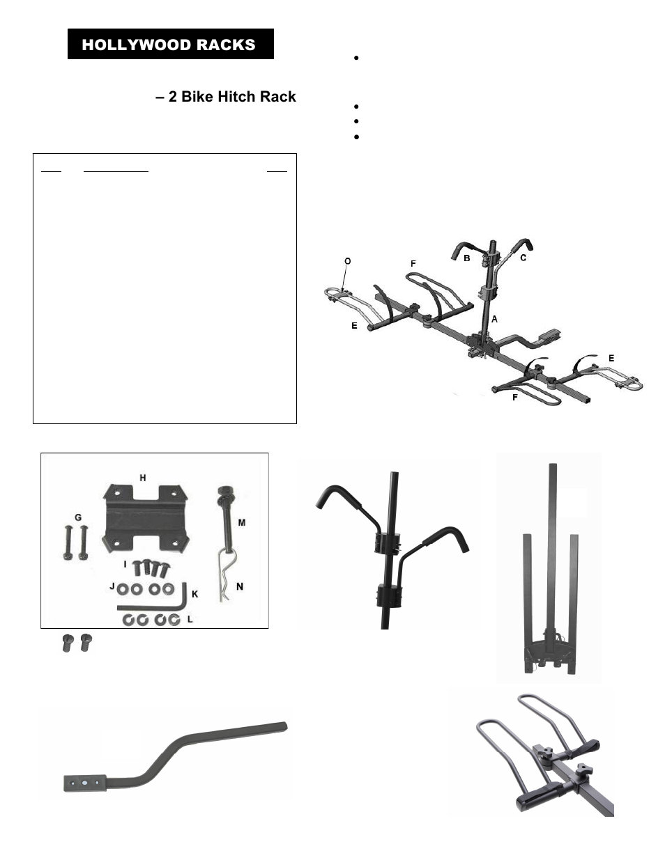 Hollywood Racks HR1000R SportRider 2 Recumbent User Manual | 8 pages