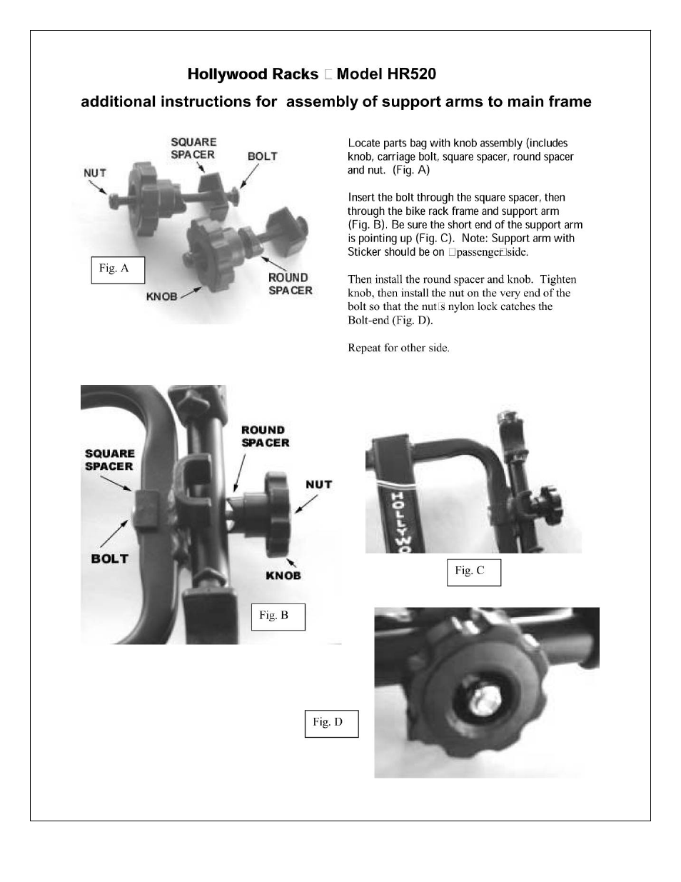 Hollywood Racks HR520 Road Runner (2 arm) User Manual | Page 5 / 5