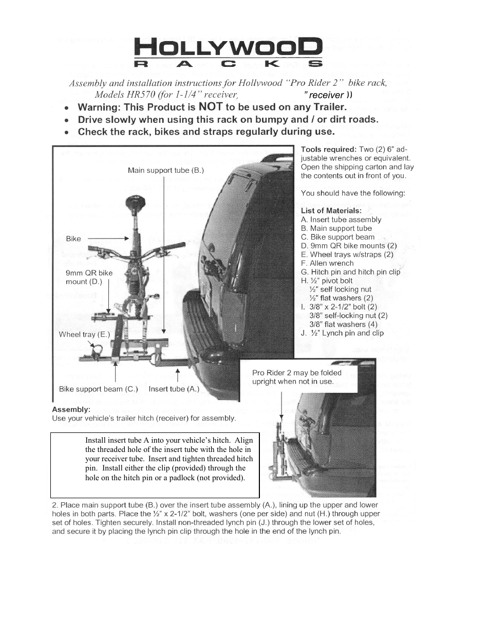 Hollywood Racks HR575 Prorider to 2006 User Manual | 2 pages