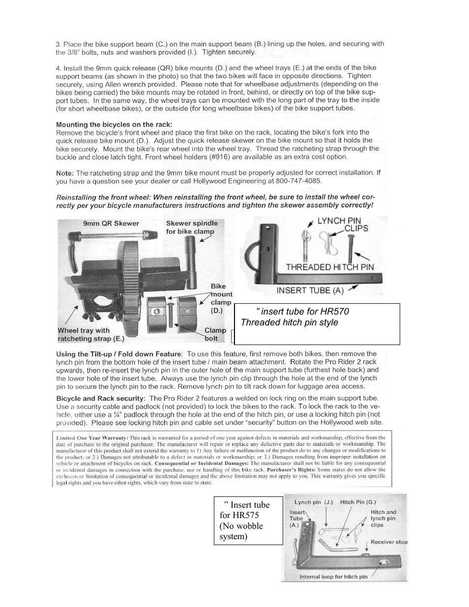 Hollywood Racks HR575 Prorider to 2006 User Manual | Page 2 / 2